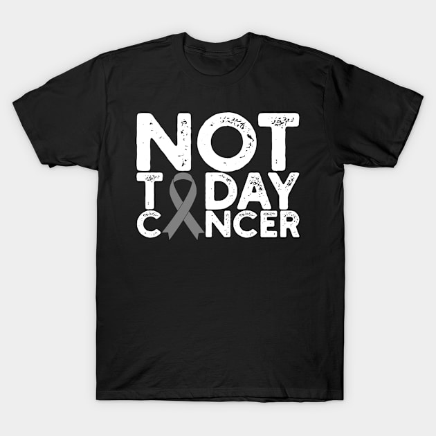 Brain Cancer Awareness Not Today Cancer Grey Ribbon Gift T-Shirt by Alex21